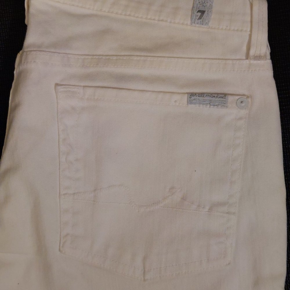 Seven For All Mankind White Denim Skinny Jeans Size 31 - Inseam 34 - Picture 8 of 16